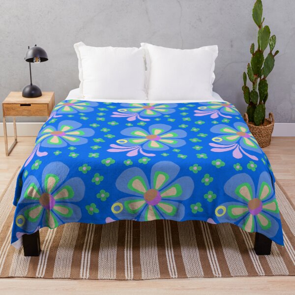 Item preview, Electric Blue & Lime Retro Floral designed and sold by wissal.studio.