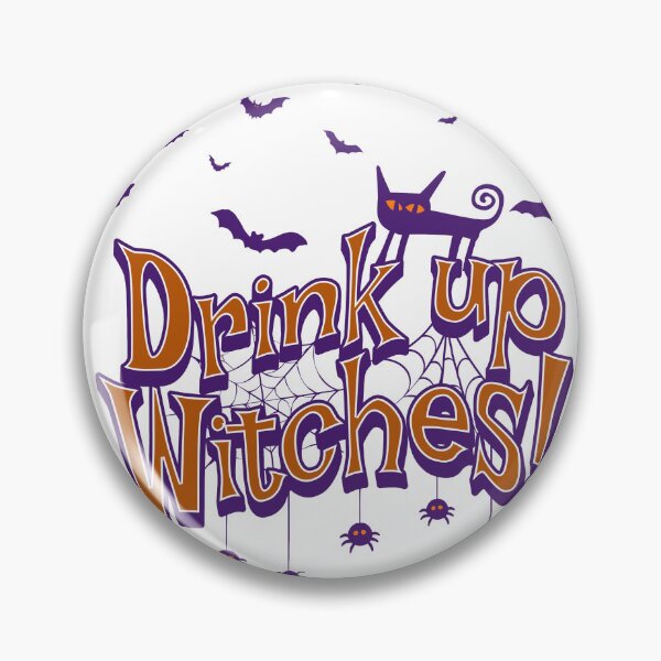 Item preview, Drink Up Witches – Funny Retro Halloween Cat & Bats Design designed and sold by ChicEssenceShop.