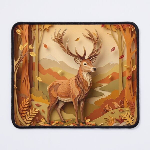 Item preview, Layered Paper Cut Deer - Autumn Forest & Mountains designed and sold by GrinGalore.