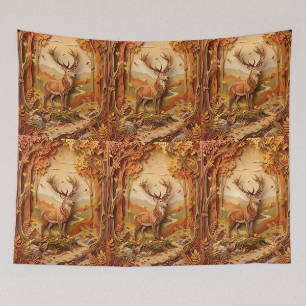Item preview, Layered Paper Cut Deer - Autumn Forest & Mountains designed and sold by GrinGalore.