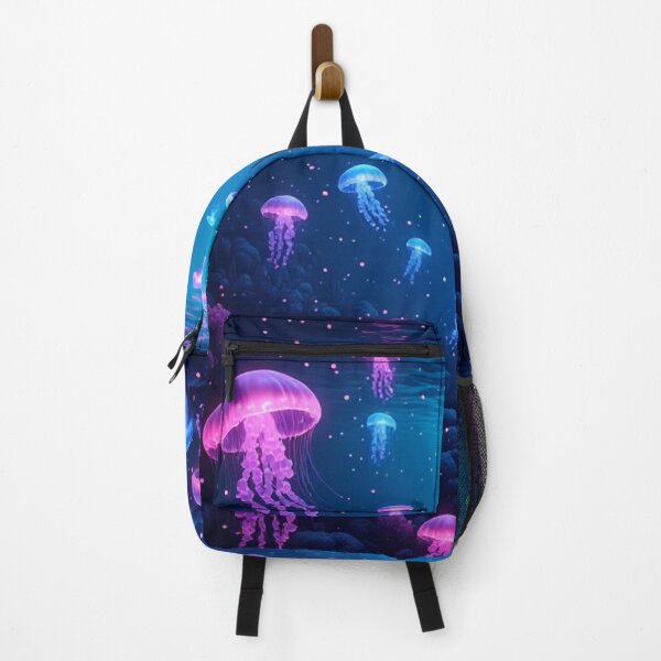 Item preview, • Neon Pink Jellyfish Swimming in Deep Blue Bioluminescent Ocean designed and sold by AWADHESH CHAURASIA.