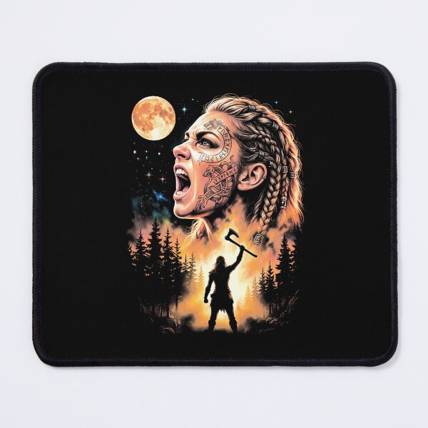 Item preview, Viking Woman Norse Mythology Maiden Girl Howling At The Moon designed and sold by GrandeDuc.
