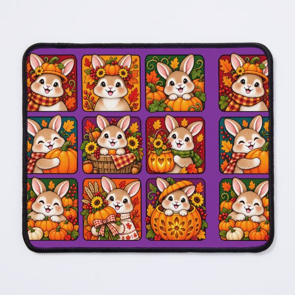 Item preview, Kawaii Autumn Bunny Pumpkin Sticker Pack Fall Animal Grid Art designed and sold by lamiarte.