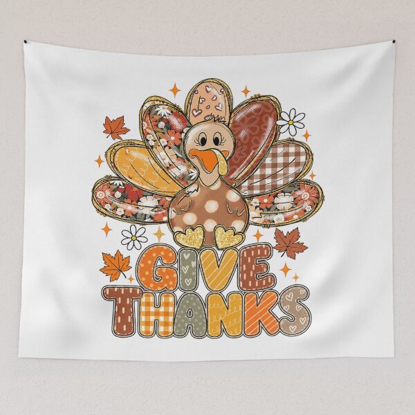 Item preview, Give Thanks Cute Patchwork Turkey Thanksgiving Retro designed and sold by DYALEEZ-XCR.