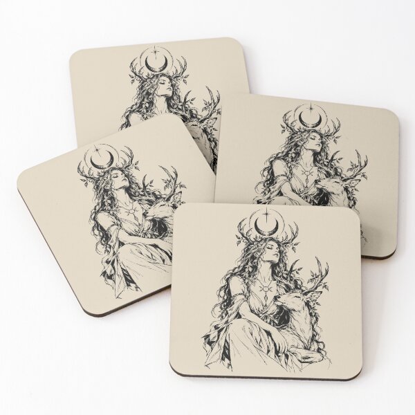 Item preview, Pagan Mystical Moonlit Forest Goddess and Deer designed and sold by bapupa.