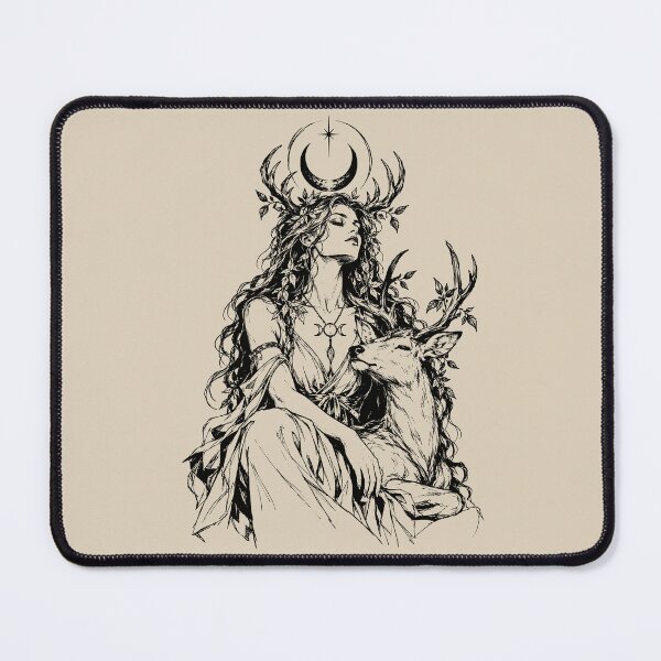 Item preview, Pagan Mystical Moonlit Forest Goddess and Deer designed and sold by bapupa.