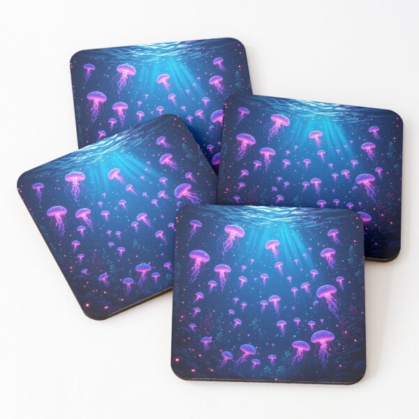 Item preview, Surreal Ocean Floor with Hundreds of Glowing Neon Jellyfish designed and sold by AWADHESH  CHAURASIA.