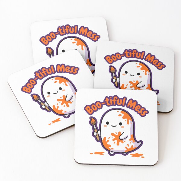 Item preview, Boo-tiful Mess Cute Artist Ghost Halloween Paint Splatter Kawaii designed and sold by ChubbyGoong.