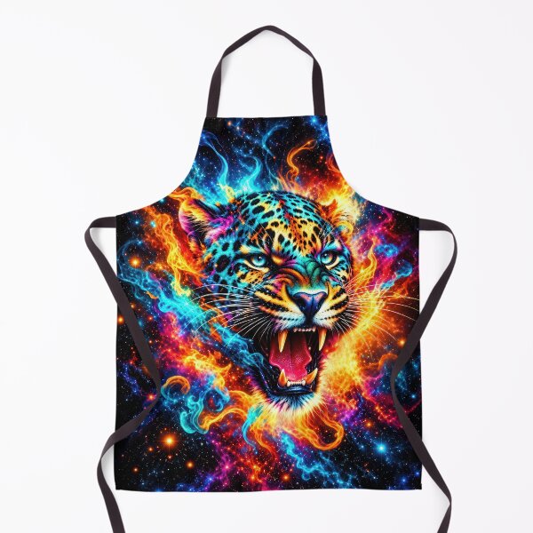 Item preview, Roaring Leopard Cosmic Fire Art with Neon Psychedelic Colours and Fierce Energy designed and sold by Very Peculiar.