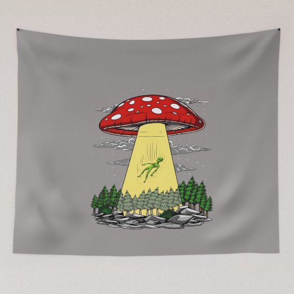 Item preview, Mushroom UFO Alien Abduction Forest-16 designed and sold by hallahanjosi.