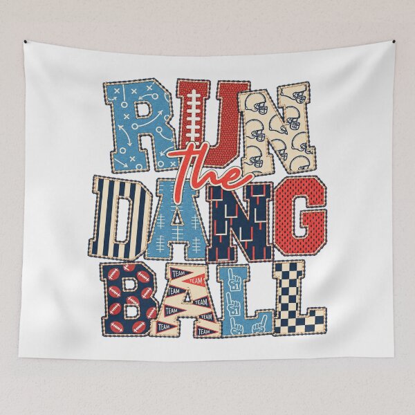 Item preview, Run The Dang Ball Football Stitched Patchwork Vintage Graphic designed and sold by DYALEEZ-XCR.
