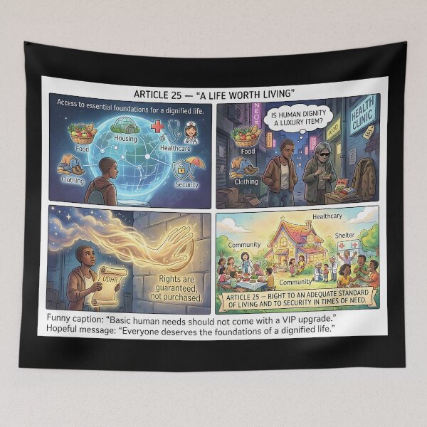 Item preview, Universal rights: food, shelter, safety, health for all designed and sold by Mianku | Für das Leben.