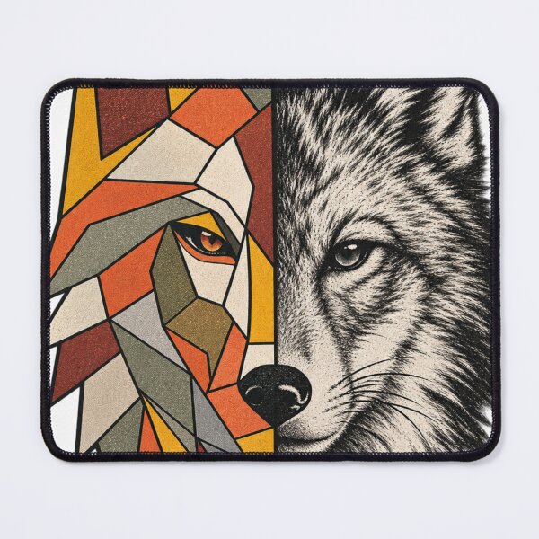 Item preview, Geometric Fox and Realistic Wolf Dual Nature Animal Art designed and sold by irfanshikh.