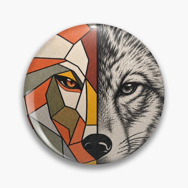 Item preview, Geometric Fox and Realistic Wolf Dual Nature Animal Art designed and sold by irfanshikh.