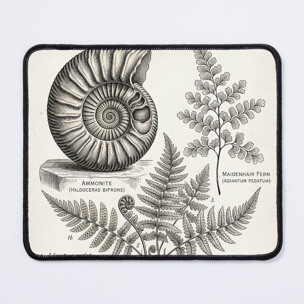 Item preview, Vintage Ammonite Fossil and Fern Botanical Illustration designed and sold by Michaelragheb.