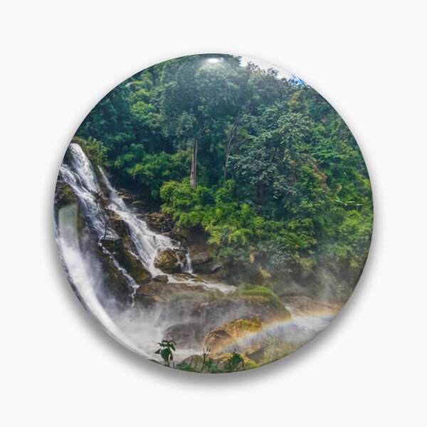 Item preview, Rainbow at the Falls — Wachirathan Waterfall Under Blue Sky, Doi Inthanon Thailand designed and sold by Jomsunshine.