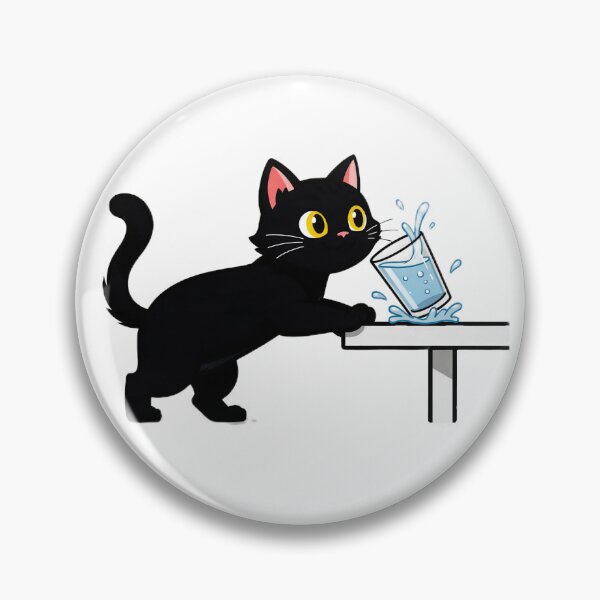 Item preview, Black Cat Pushing Glass Chaos Meme designed and sold by ValhallaHub.
