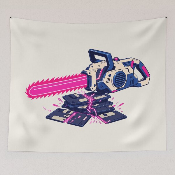 Item preview, Neon Chainsaw vs Floppy Disks designed and sold by KungPowUnicorn.