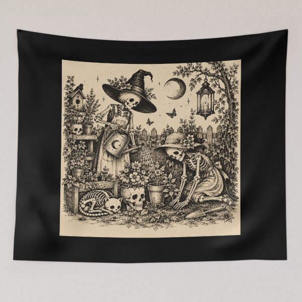 Item preview, Skeleton Witches Tea Party – Vintage Gothic Halloween designed and sold by Blink Art Studio.