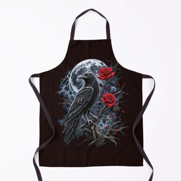 Item preview, Gothic Black Raven Full Moon Red Roses Art designed and sold by JolinChinn.
