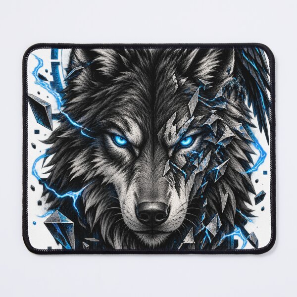Item preview, Electric Blue Wolf and Cyber Raven Dark Wildlife Art designed and sold by irfanshikh.