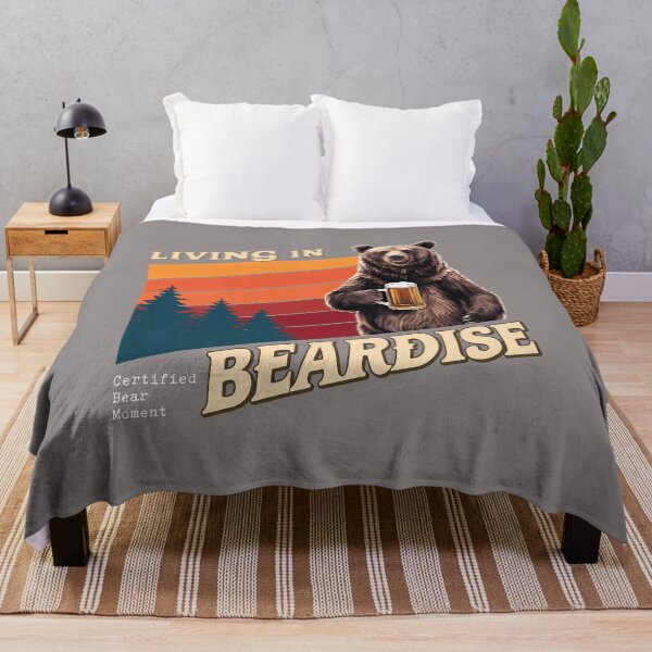 Item preview, Living In Beardise Bear Beer Sunset Retro-80 designed and sold by vanessshan.