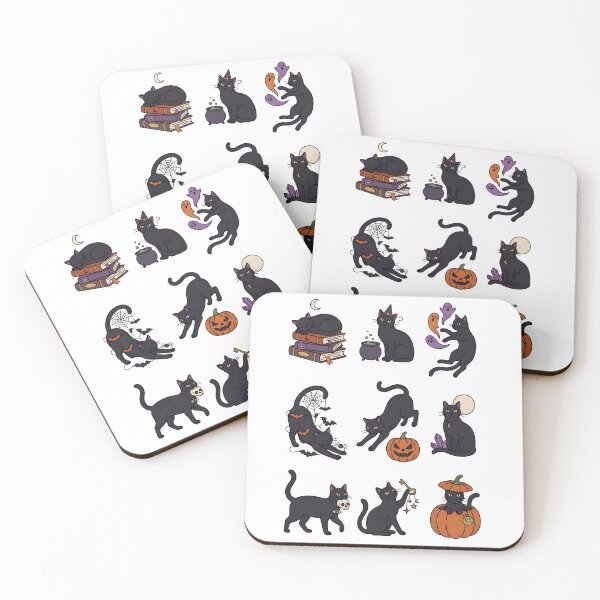 Item preview, Cute Black Cat Halloween Set Witchy Cats Magic Sticker Pack designed and sold by ChubbyGoong.