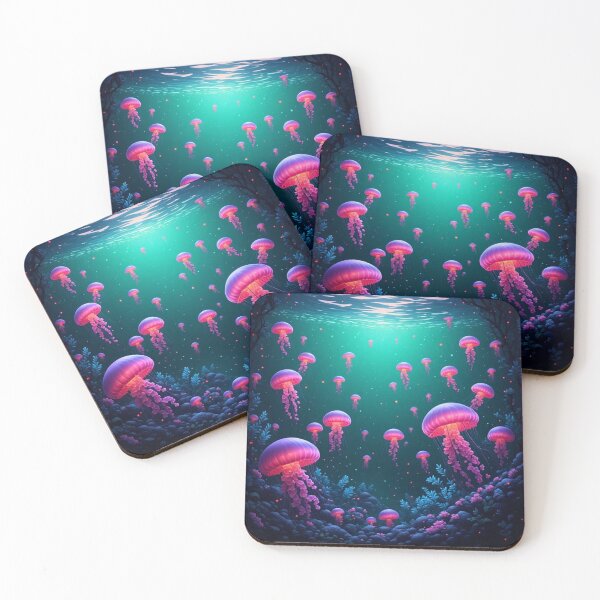 Item preview, Dreamy Neon Jellyfish Swimming Under Starry Sea Surface designed and sold by AWADHESH  CHAURASIA.
