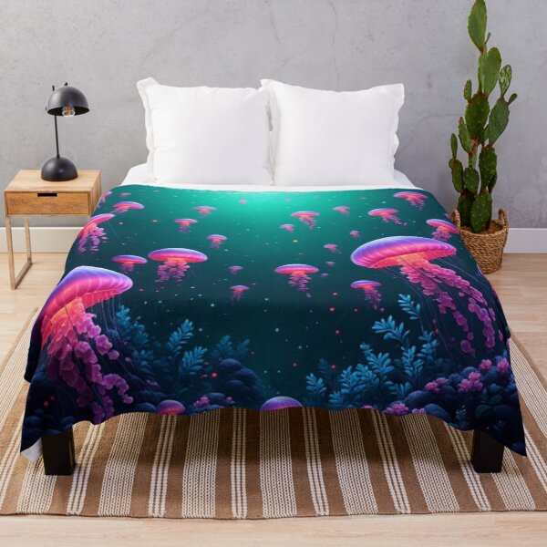 Item preview, Dreamy Neon Jellyfish Swimming Under Starry Sea Surface designed and sold by AWADHESH CHAURASIA.