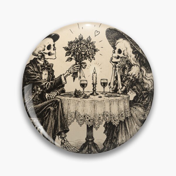 Item preview, Skeleton Couple Romantic Dinner – Vintage Gothic Halloween designed and sold by Blink Art Studio.