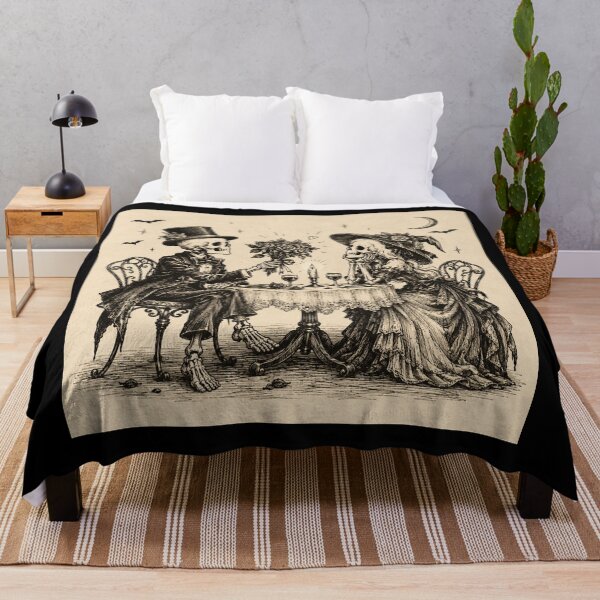Item preview, Skeleton Couple Romantic Dinner – Vintage Gothic Halloween designed and sold by Blink Art Studio.