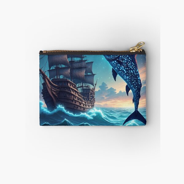 Item preview, Retro Sailing Ship and Glowing Neon Fish Dreamy Ocean Landscape designed and sold by AWADHESH  CHAURASIA.
