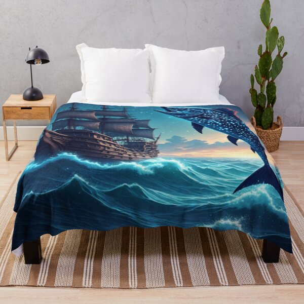 Item preview, Retro Sailing Ship and Glowing Neon Fish Dreamy Ocean Landscape designed and sold by AWADHESH CHAURASIA.