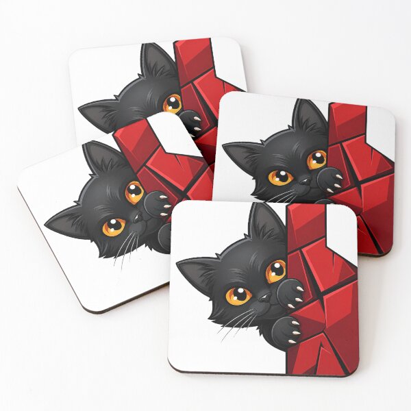 Item preview, Black Kitten Peeking Around Red Wall Corner designed and sold by aliyehc.