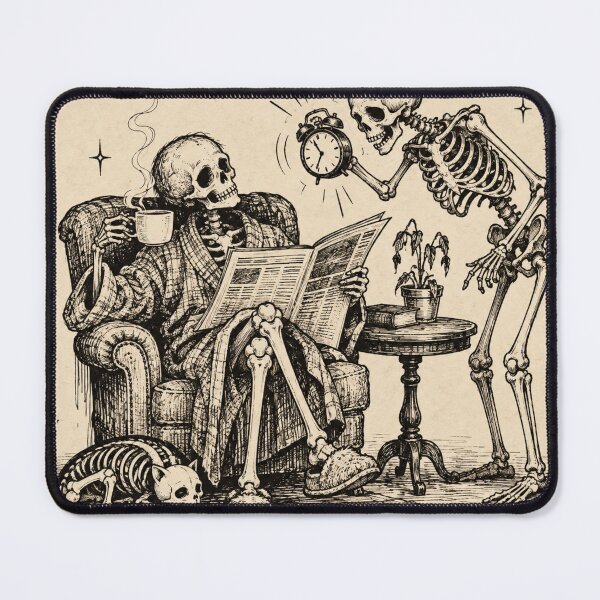 Item preview, Dead Tired Skeletons – Vintage Morning Coffee Humor designed and sold by Blink Art Studio.
