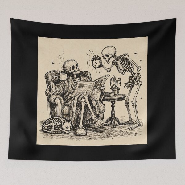 Item preview, Dead Tired Skeletons – Vintage Morning Coffee Humor designed and sold by Blink Art Studio.