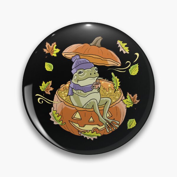 Item preview, Frog Sitting in a Autumn Pumpkin Cozy Cottagecore Halloween designed and sold by LeshanArt.