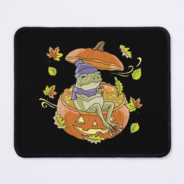 Item preview, Frog Sitting in a Autumn Pumpkin Cozy Cottagecore Halloween designed and sold by LeshanArt.