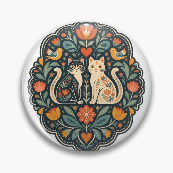 Item preview, Swedish Folk Art Cats Inspired Design Featuring Traditional Scandinavian Patterns ⭐⭐⭐⭐⭐ designed and sold by FilthyOldHag.