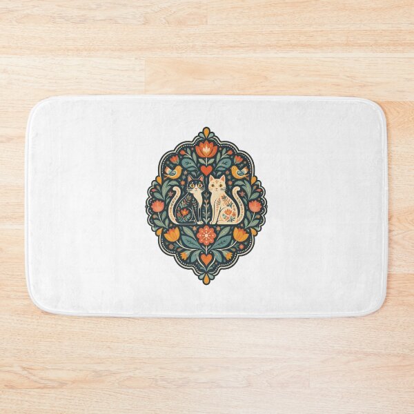 Item preview, Swedish Folk Art Cats Inspired Design Featuring Traditional Scandinavian Patterns ⭐⭐⭐⭐⭐ designed and sold by FilthyOldHag.
