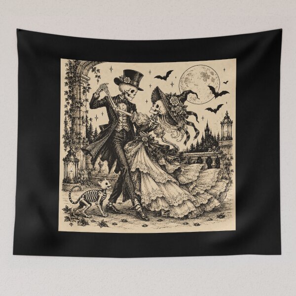 Item preview, Dancing Skeleton Couple – Vintage Gothic Romance designed and sold by Blink Art Studio.