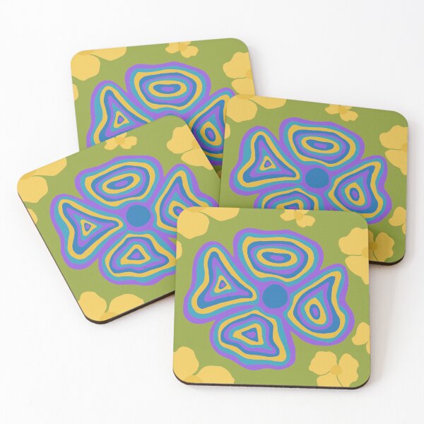 Item preview, Psychedelic Retro Olive & Mustard Floral designed and sold by wissal.studio.