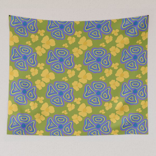 Item preview, Psychedelic Retro Olive & Mustard Floral designed and sold by wissal.studio.