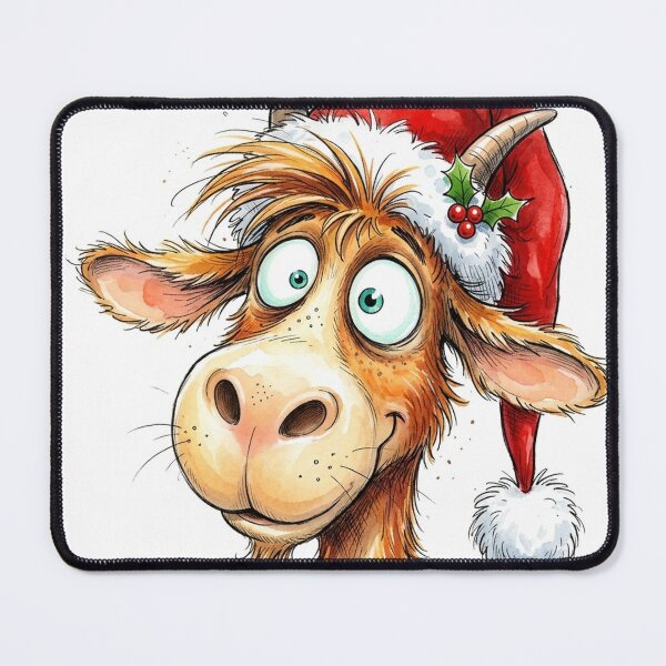 Item preview, Funny Christmas Goat in Santa Hat – Cute Watercolor Holiday Art designed and sold by Darlin8888.