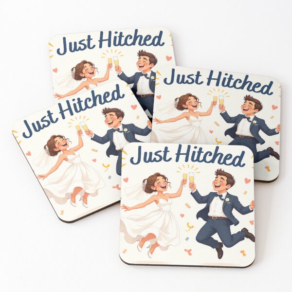 Item preview, Just Hitched Happy Wedding Celebration designed and sold by AffirmRedWords.