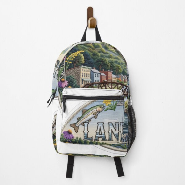 Item preview, Lanesboro Minnesota USA Bluff Country River Village Iron Bridge Embroidered Patch Sticker designed and sold by Imaginarium of Chaos falcon88 .