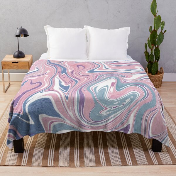 Item preview, Blush Pink Blue Marble – Elegant Lavender Fluid Abstract Art designed and sold by GemniShop.