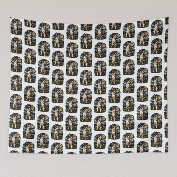 Item preview, Brown Boston Terrier Illustration with Night Sky Background LIMITED EDITION designed and sold by dejan1471.
