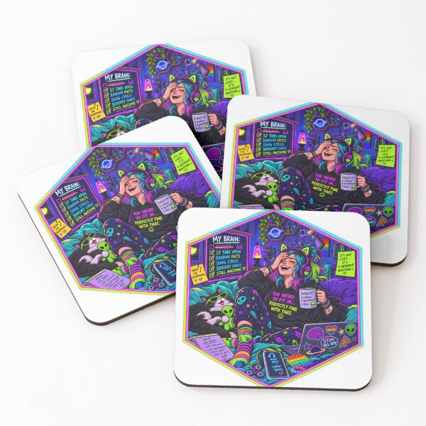 Item preview, Too Weird To Fit In - Neurodivergent & ADHD Neon Vibe  designed and sold by echotiyan.