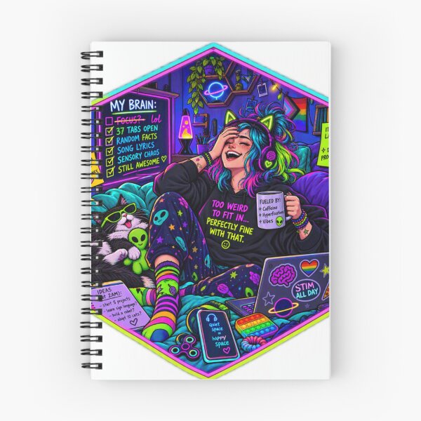 Item preview, Too Weird To Fit In - Neurodivergent & ADHD Neon Vibe  designed and sold by echotiyan.